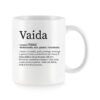 Baltas universalus puodelis su vardo improvizacija Vaida