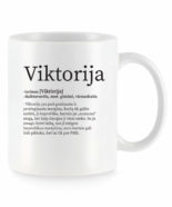 Baltas universalus puodelis su vardo improvizacija Viktorija