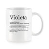 Baltas universalus puodelis su vardo improvizacija Violeta