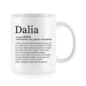 Baltas universalus puodelis su vardo improvizacija Dalia