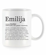 Baltas universalus puodelis su vardo improvizacija Emilija