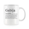 Baltas universalus puodelis su vardo improvizacija Gabija