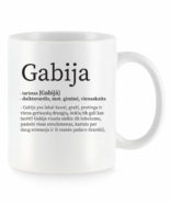 Baltas universalus puodelis su vardo improvizacija Gabija
