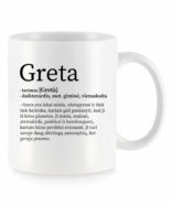 Baltas universalus puodelis su vardo improvizacija Greta