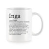 Baltas universalus puodelis su vardo improvizacija Inga