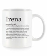Baltas universalus puodelis su vardo improvizacija Irena