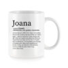 Baltas universalus puodelis su vardo improvizacija Joana