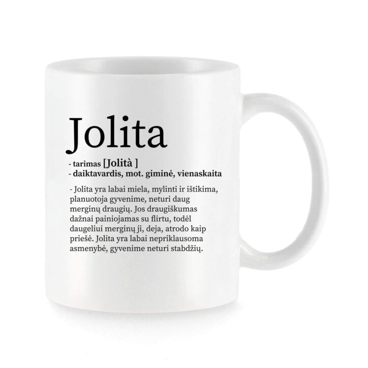 Baltas universalus puodelis su vardo improvizacija Jolita