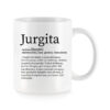 Baltas universalus puodelis su vardo improvizacija Jurgita