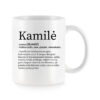 Baltas universalus puodelis su vardo improvizacija Kamilė