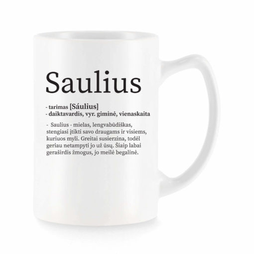 Baltas universalus puodelis su vardo improvizacija Saulius