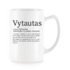 Baltas universalus puodelis su vardo improvizacija Vytautas