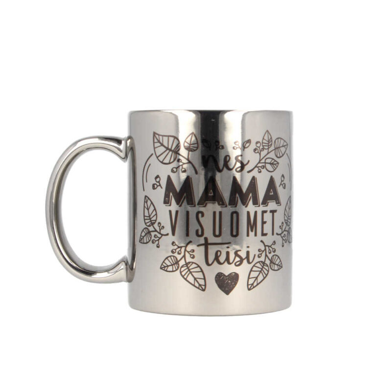 Keraminis veidrodinis puodelis "Mama teisi" 300 ml