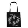 Medvilninis pirkinių krepšys "Floral  white" juoda