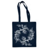 Medvilninis pirkinių krepšys "Floral  white" tamsiai mėlyna
