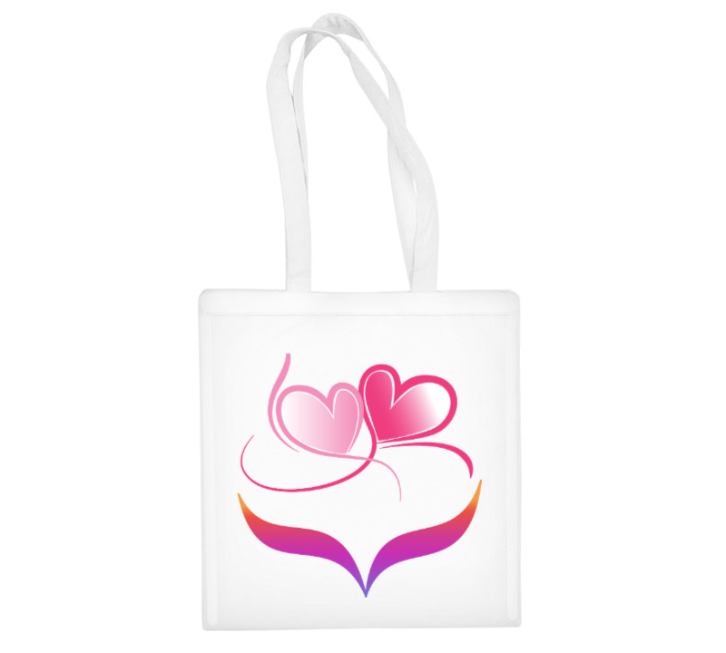 Medvilninis pirkinių krepšys "Širdelės ritmu" balta 1 Medvilninis pirkinių krepšys "Širdelės ritmu" balta