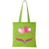 Medvilninis pirkinių krepšys "Širdelės ritmu" laimo žalia