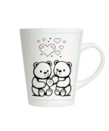 3727 latte formos puodelis couple teddy heart 300 ml balta