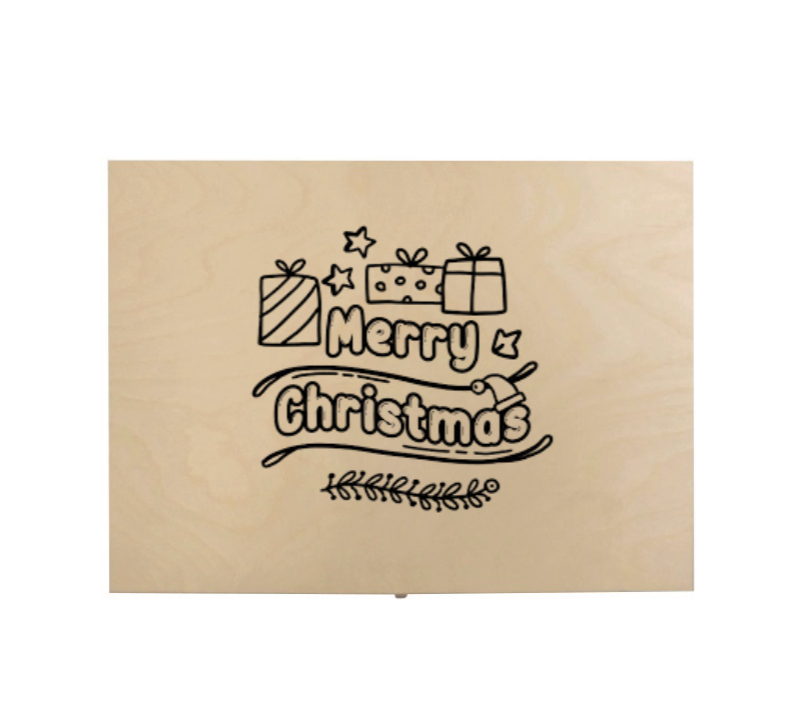 Medinė dėžė "Merry Christmas" natūralus/šviesus medis 1 Medinė dėžė "Merry Christmas" natūralus/šviesus medis
