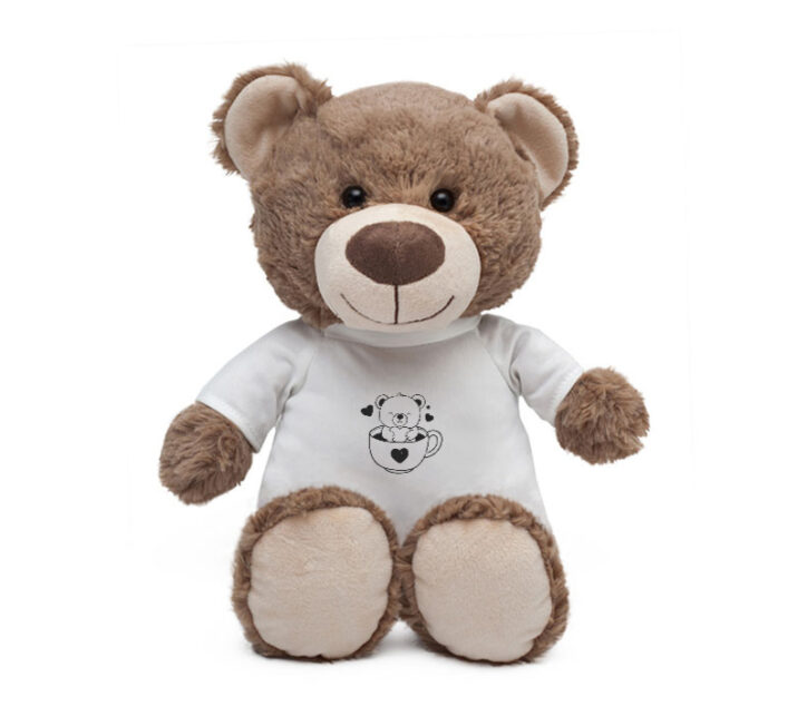 3727 pliusinis meskiukas su spauda couple teddy in cup 38 cm balta