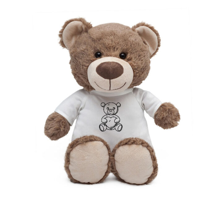 3727 pliusinis meskiukas su spauda teddy heart 38 cm balta