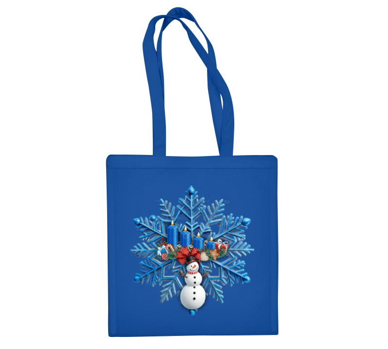 Medvilninis pirkinių krepšys "Snowflace Advent" royal mėlyna 1 Medvilninis pirkinių krepšys "Snowflace Advent" royal mėlyna