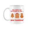 Baltas keraminis puodelis Cookies 300 ml su kalėdine spauda