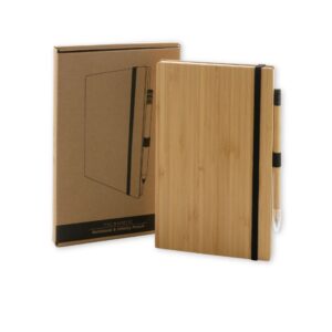Bambukinė užrašinė “Bamboo” su „amžinu“ pieštuku bei galimybe personalizuoti