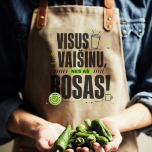 Drobinė prijuostė su užrašu Visus vaišinu - dovana bosui